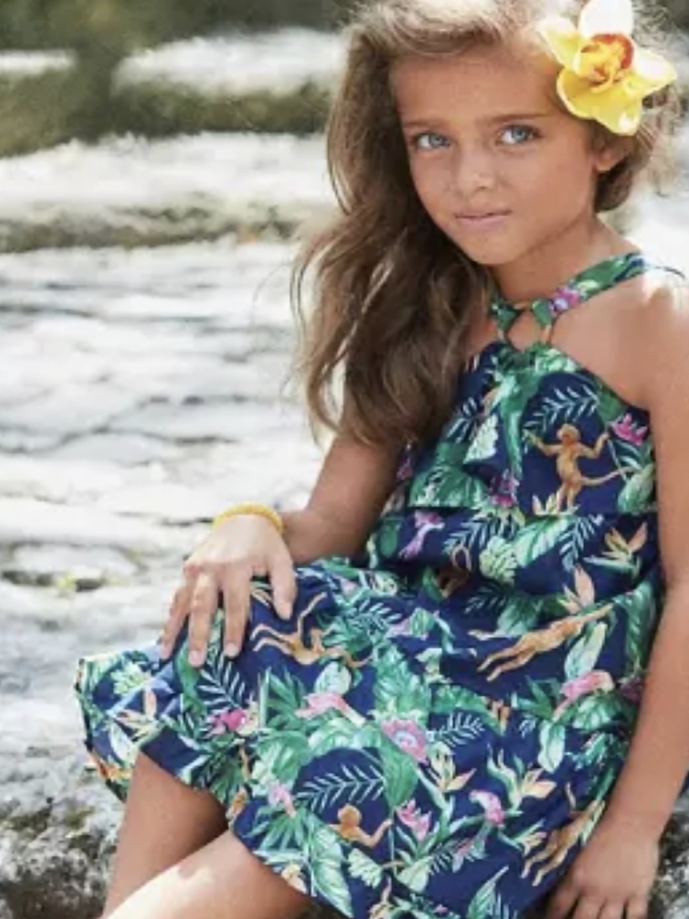 Janie and Jack Navy Tropical Floral Halter Dress